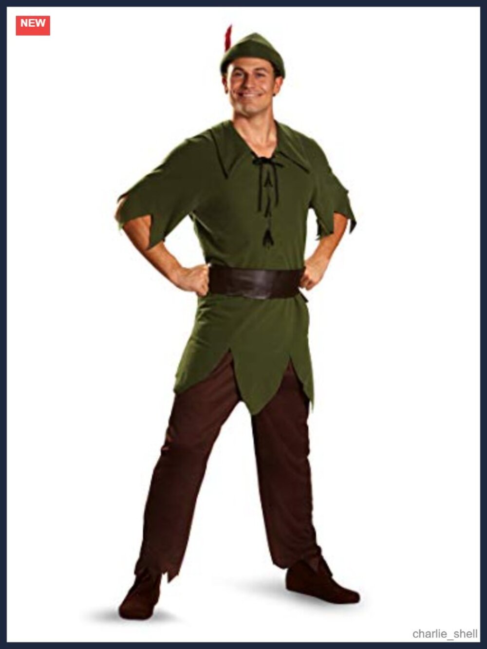 Disney Peter Pan Classic Costume Men's Adult XL Green Tunic with Hat